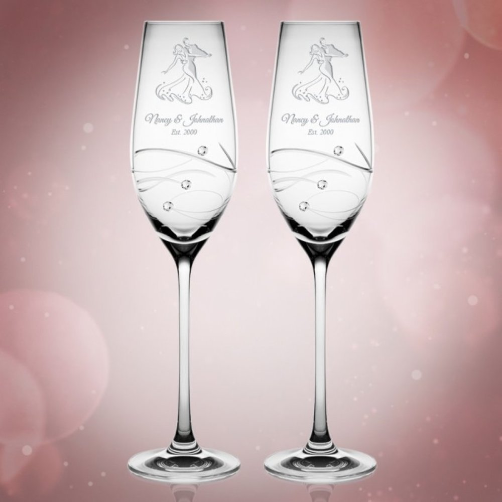 Two (2) Personalized Flute Glasses